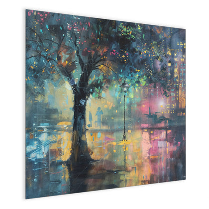 Magnettafel mit dem Motiv Stadtbaum bei Nacht