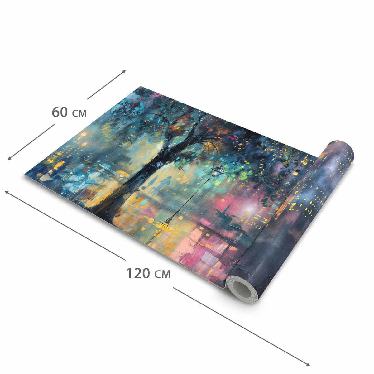 Waschbarer dünner Küchenteppich mit Motiv Regen in der Stadt in der Grösse 80x250 cm