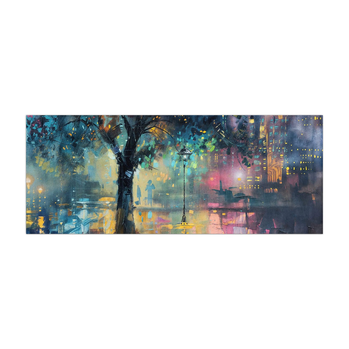 Küchenrückwand aus Glas Stadtbaum bei Nacht im Hochformat, Motiv bildfüllend von vorn