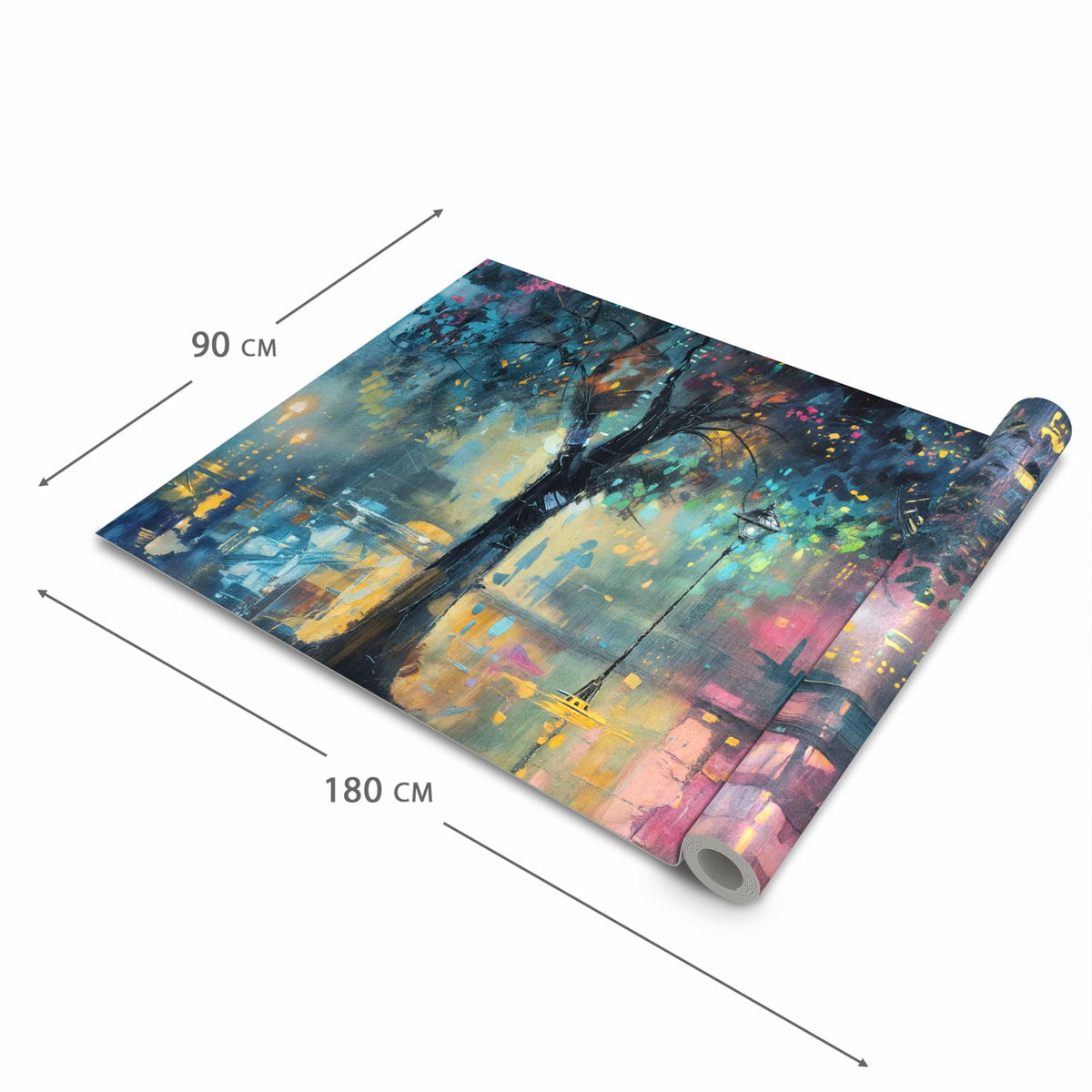 Formstabiler waschbarer Küchenteppich mit Motiv Regen in der Stadt in der Grösse 80x280 cm