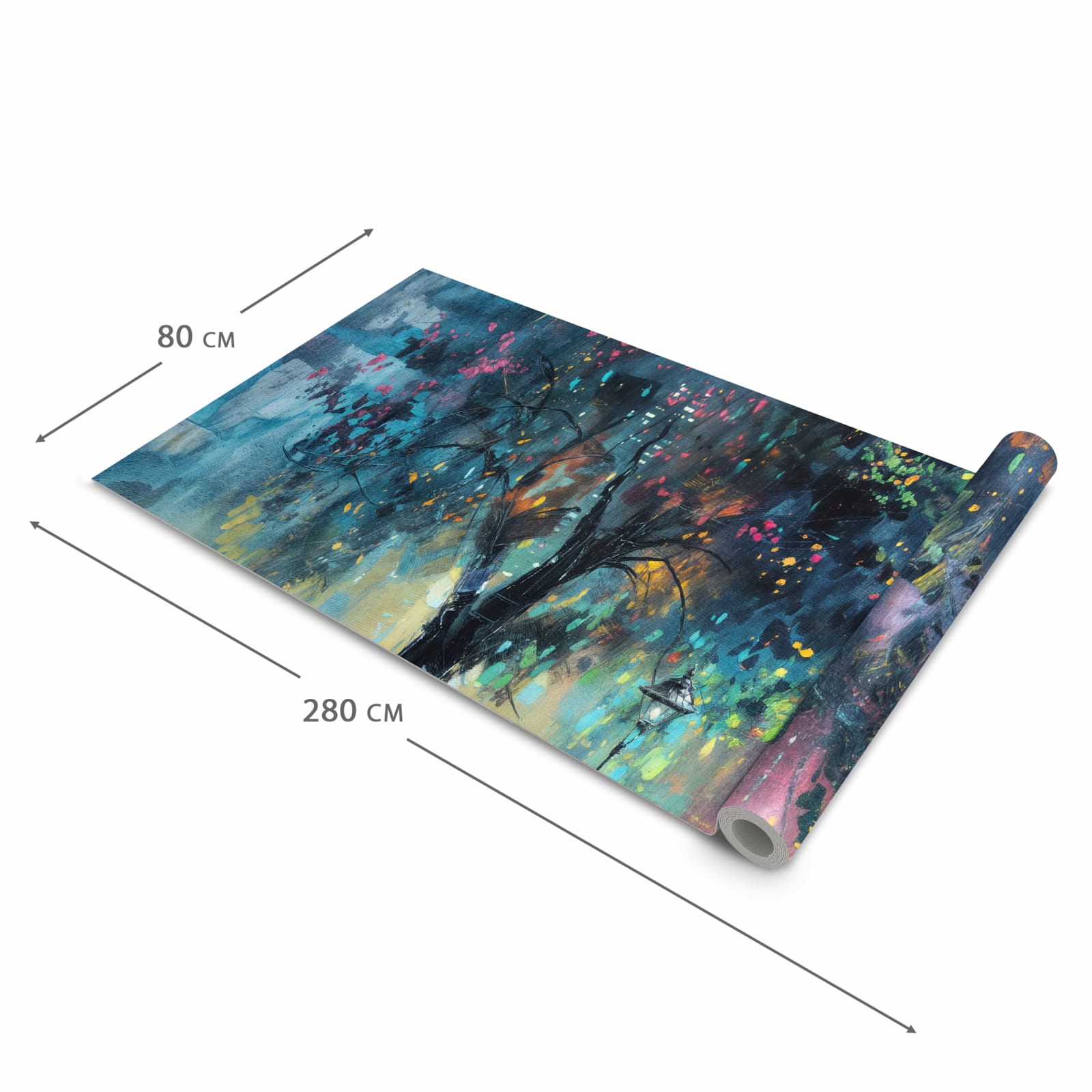 Bodenschonender rutschfester Küchenteppich mit Motiv Regen in der Stadt in der Grösse 80x250 cm