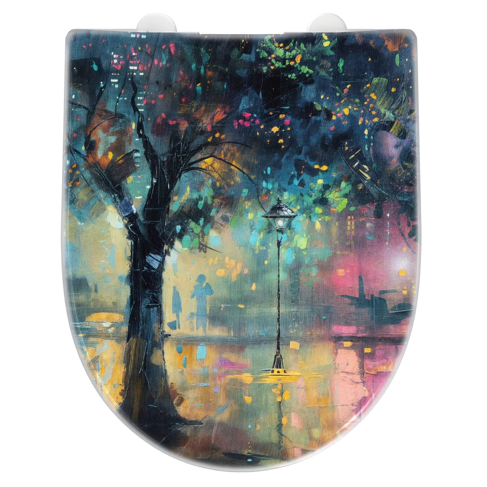 WC-Sitz mit Absenkautomatik Regen in der Stadt