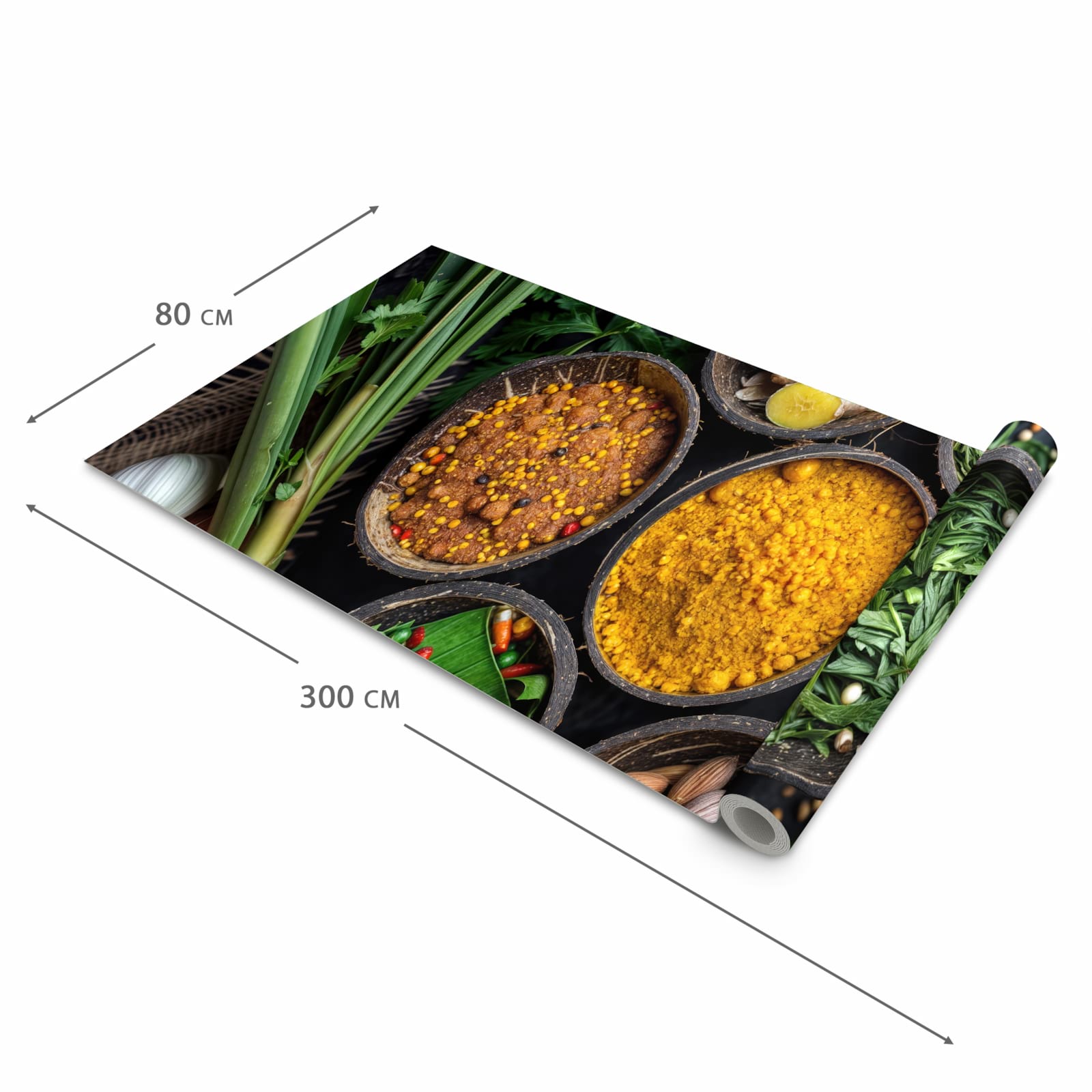 Komfortabler Läufer flur rutschfest mit Motiv Gewürz Variationen in der Grösse 80x250 cm