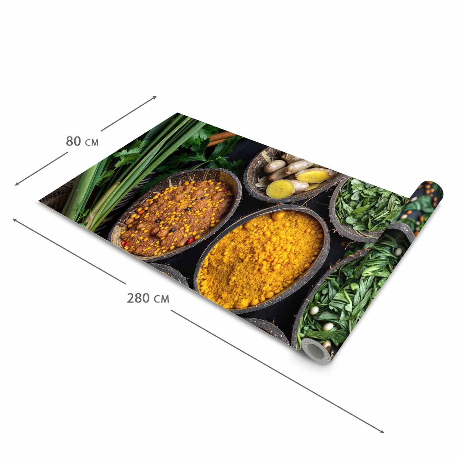 Pflegeleichter Läufer Eingangsbereich mit Motiv Gewürz Variationen in der Größe 80x250 cm