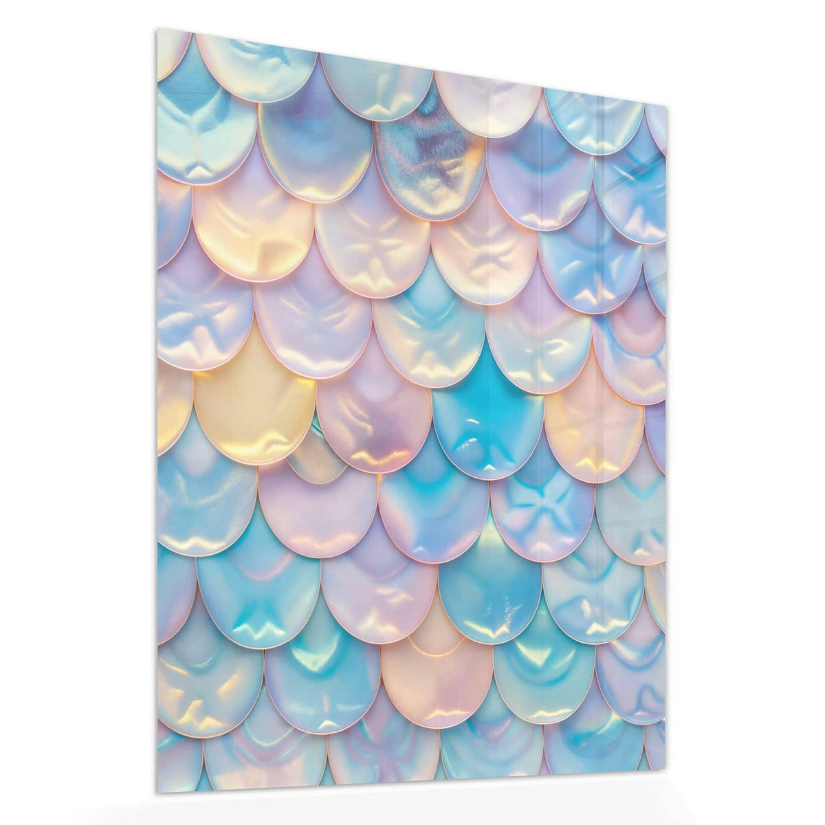 Echtglas, 4 mm – kein Acryl, keine Folie – Wandbild - Schuppen in Pastell - Hochformat