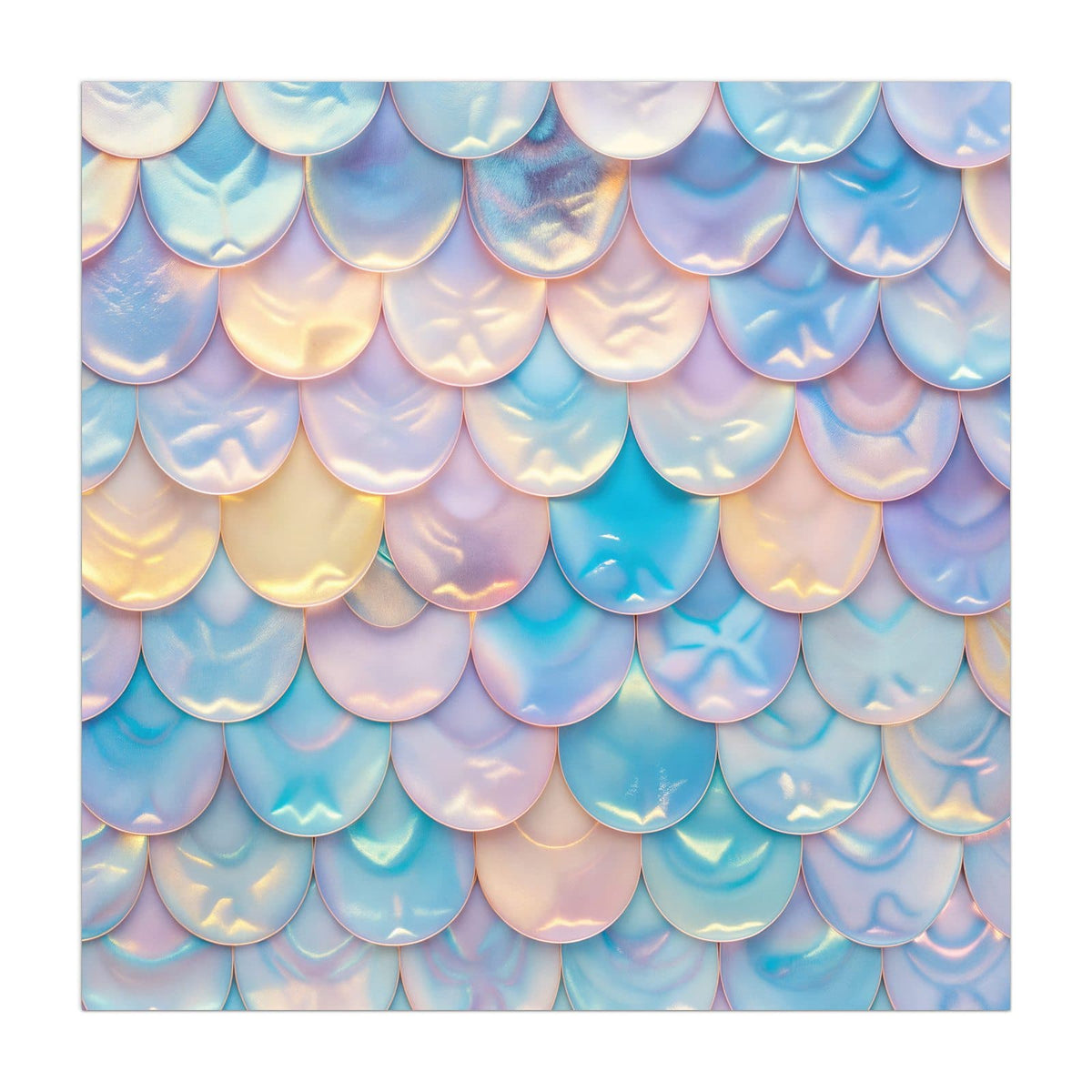 Küchenrückwand aus Glas Schuppen in Pastell im quadratischen Format, Motiv bildfüllend von vorn