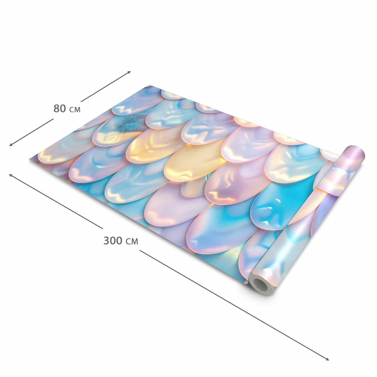 Küchenteppich mit Motiv Schuppen Mix Pastell in der Grösse 80x250 cm für sicheres Aufbewahren