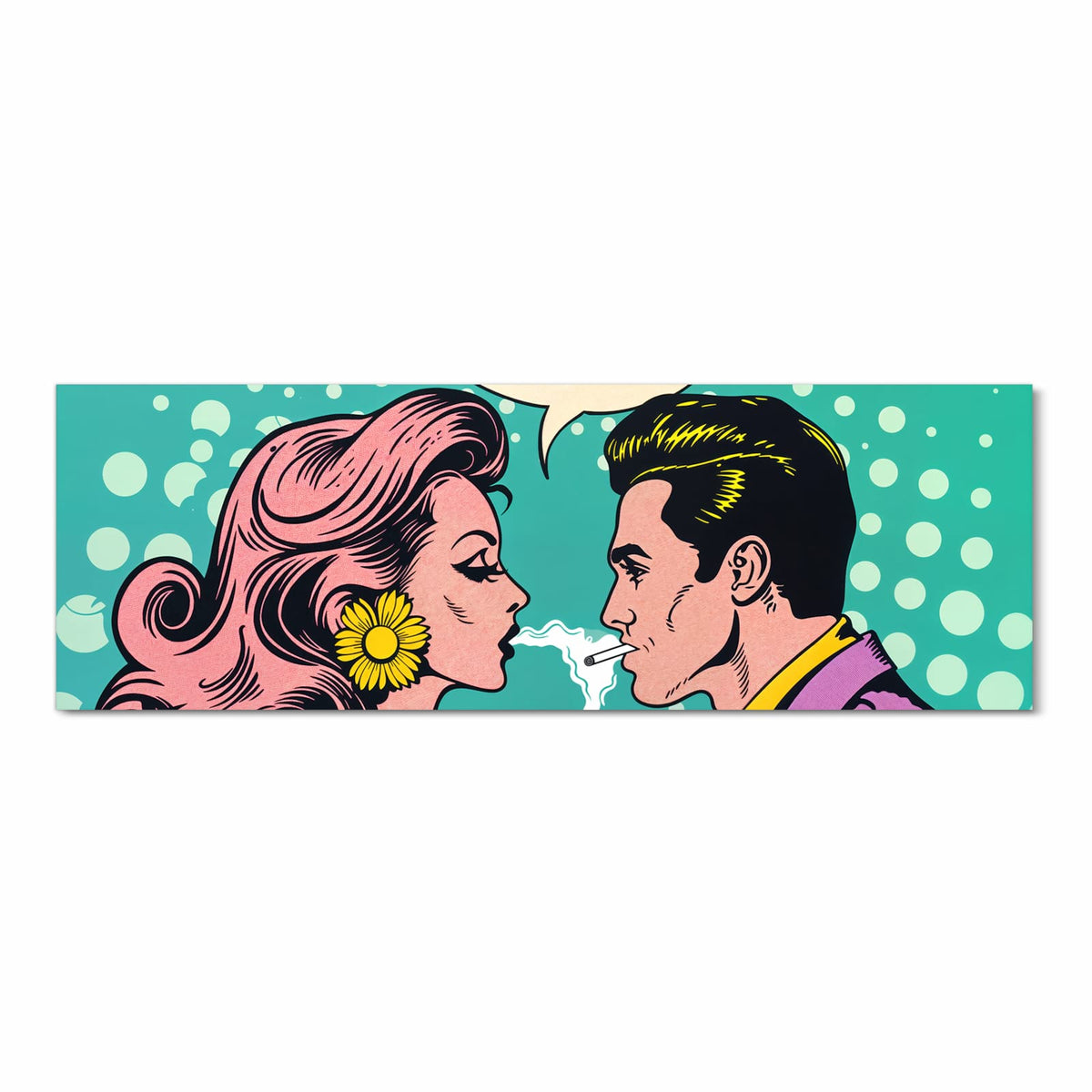 Langlebiger waschbarer Küchenläufer mit Motiv Retro Pop Art Duo in Frontansicht