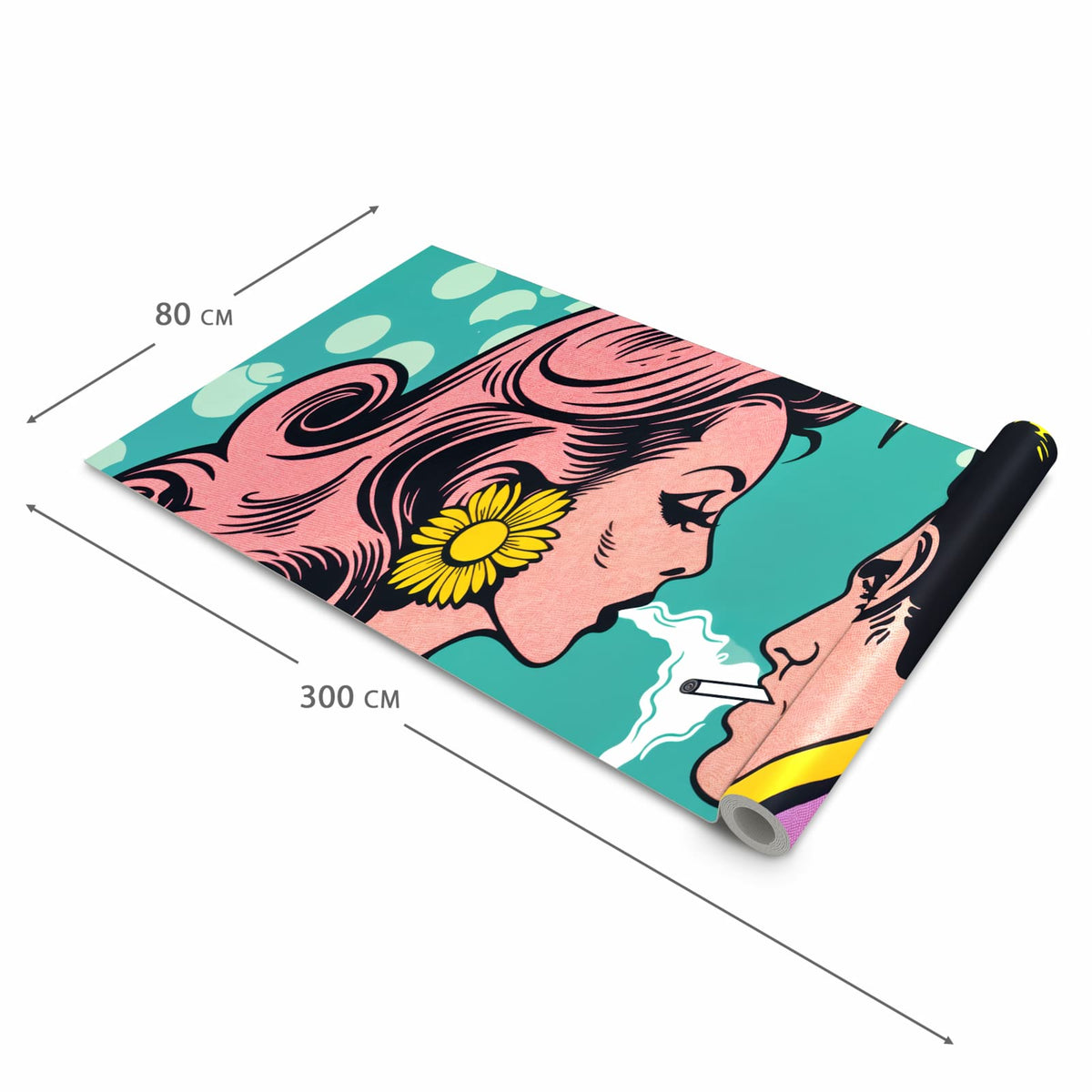 Pflegeleichter Küchenläufer nach Maß mit Motiv Retro Pop Art Duo in der Größe 80x200 cm