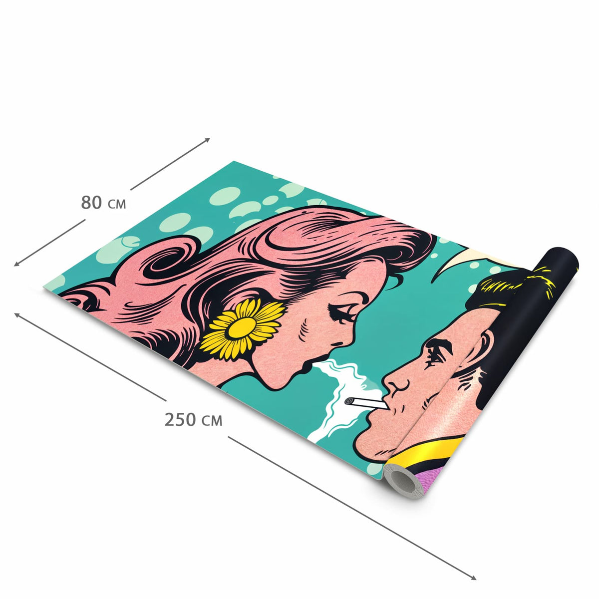Komfortabler rutschfester Küchenläufer mit Motiv Retro Pop Art Duo in der Größe 80x200 cm