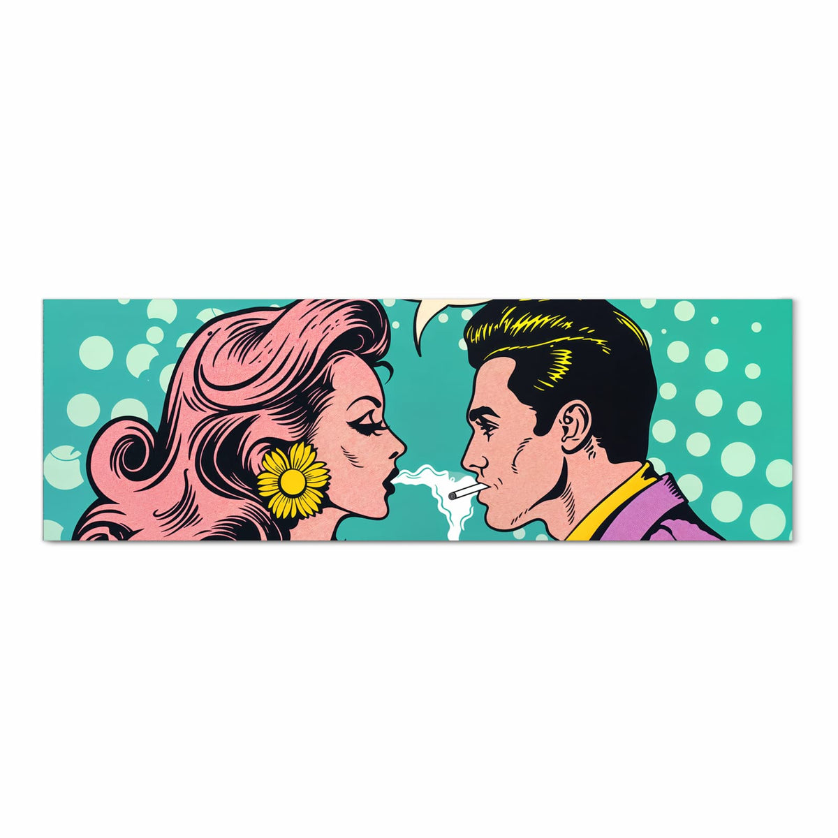 Bodenschonender rutschfester Küchenteppich mit Motiv Retro Pop Art Duo in Frontansicht