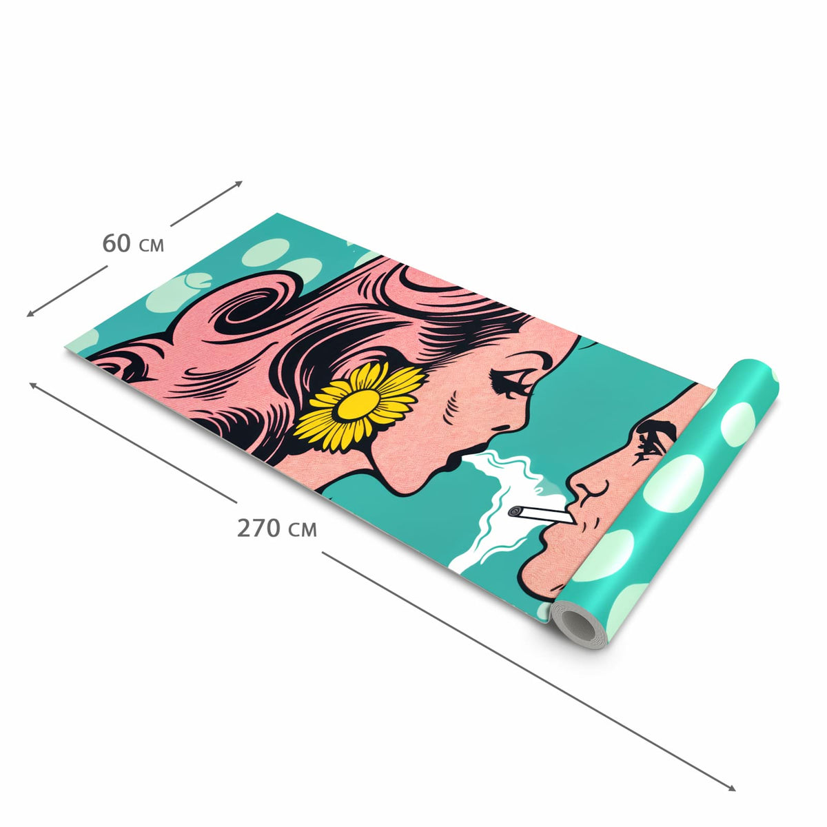Geruchsneutraler rutschfester Küchenläufer mit Motiv Retro Pop Art Duo in der Grösse 80x200 cm