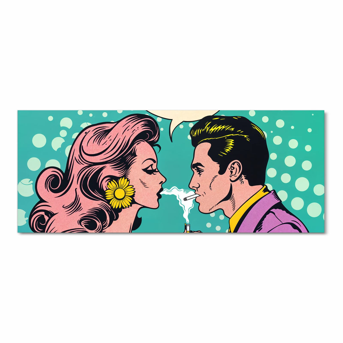 Waschbarer Küchenläufer mit Motiv Retro Pop Art Duo in Frontansicht