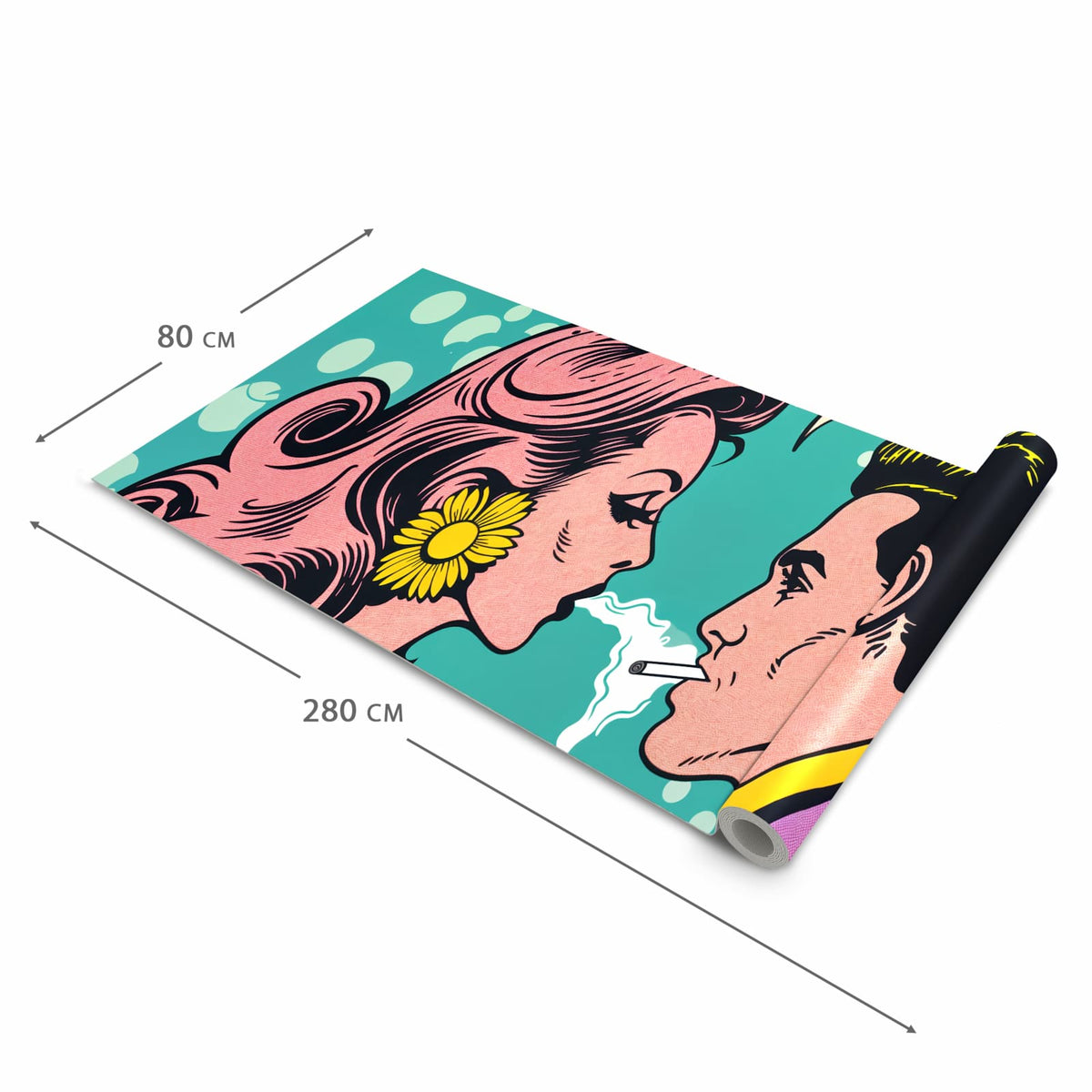 Rutschhemmender moderner Küchenläufer mit Motiv Retro Pop Art Duo in der Grösse 80x200 cm