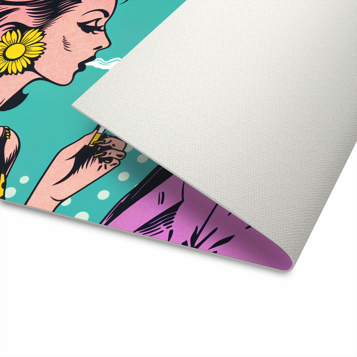 Hygienischer Küchenteppich mit Motiv Retro Pop Art Duo in der Unterseite waschbar