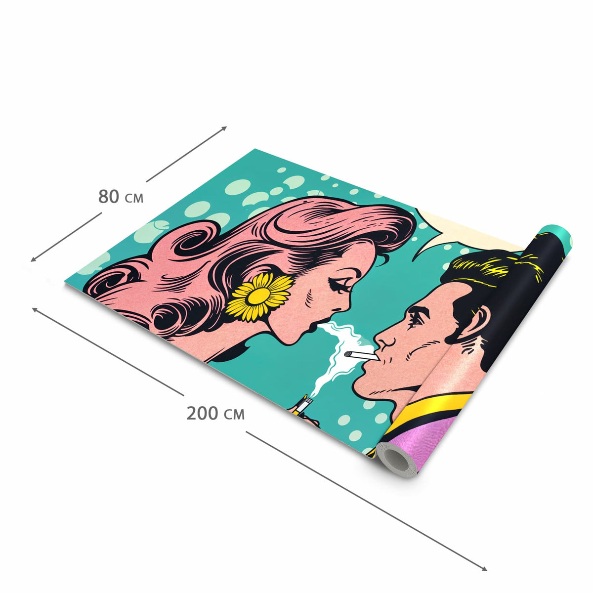 Pflegeleichter waschbarer Küchenläufer mit Motiv Retro Pop Art Duo in der Grösse 80x200 cm