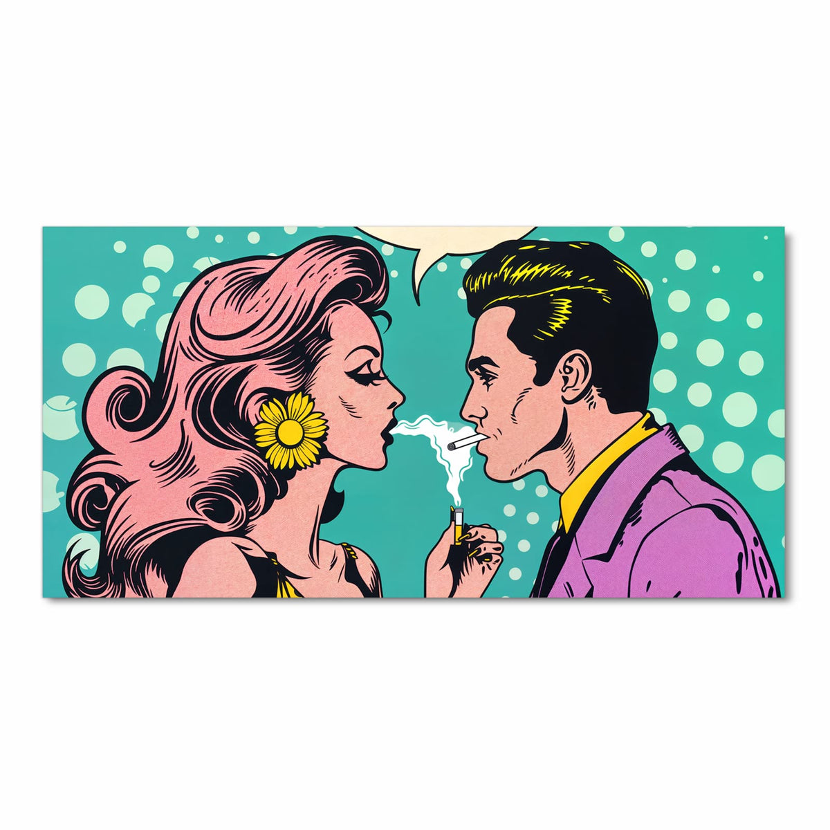 Strapazierfähiger Teppichläufer für die Küche mit Motiv Retro Pop Art Duo in Frontansicht