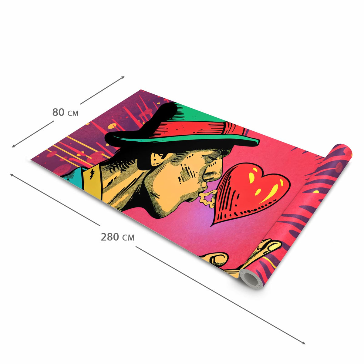 Zeitsparender waschbarer Küchenteppich mit Motiv Kuss der Liebe in der Grösse 80x200 cm