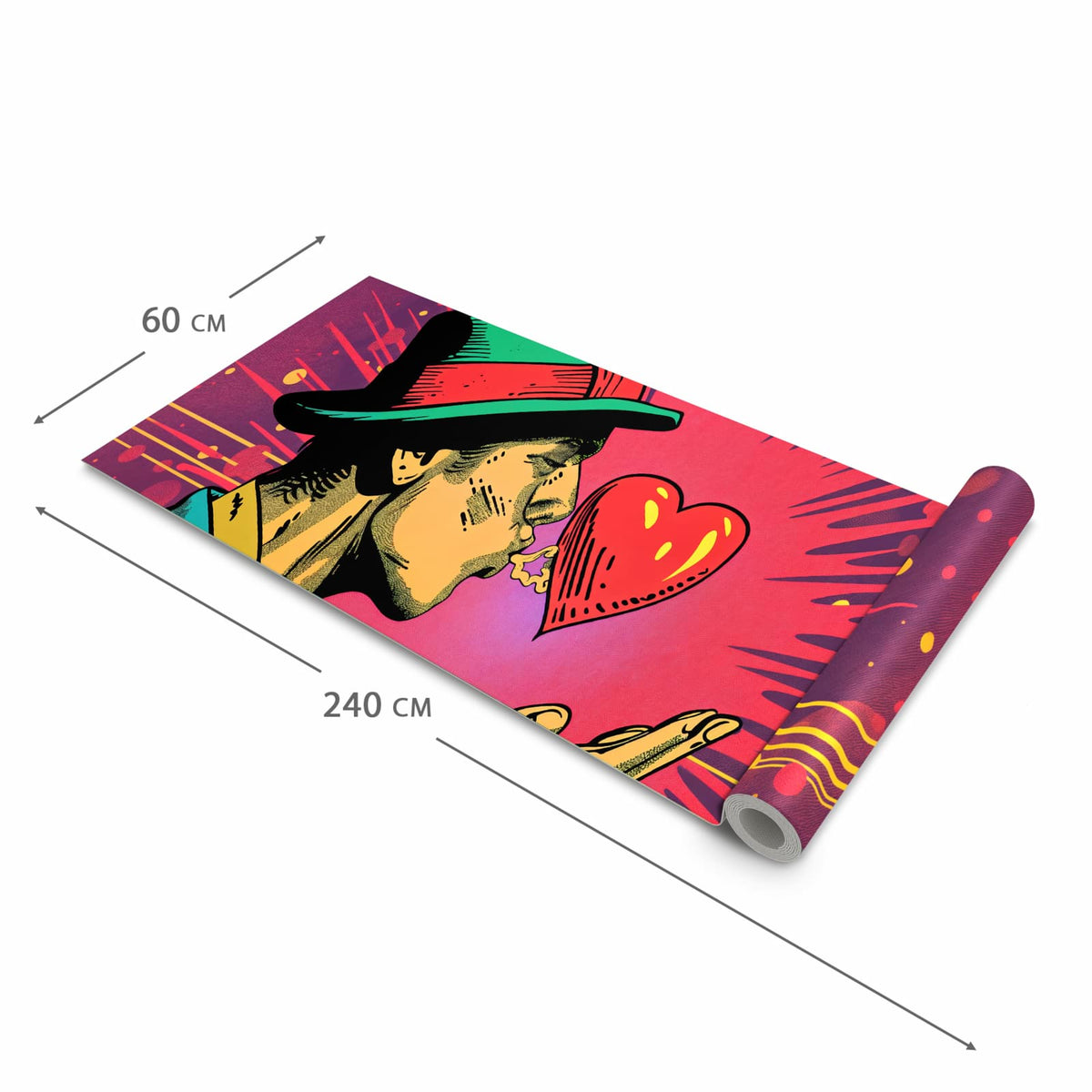 Bodenschonender Bodenläufer Teppich mit Motiv Kuss der Liebe in der Grösse 80x200 cm