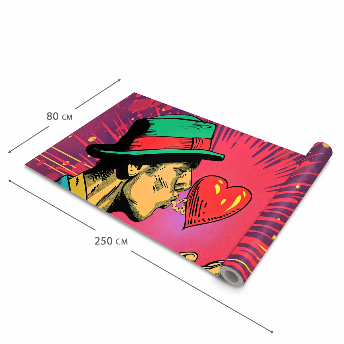 Küchenteppich mit Motiv Kuss der Liebe in der Grösse 80x200 cm zum sicheren Aufbewahren
