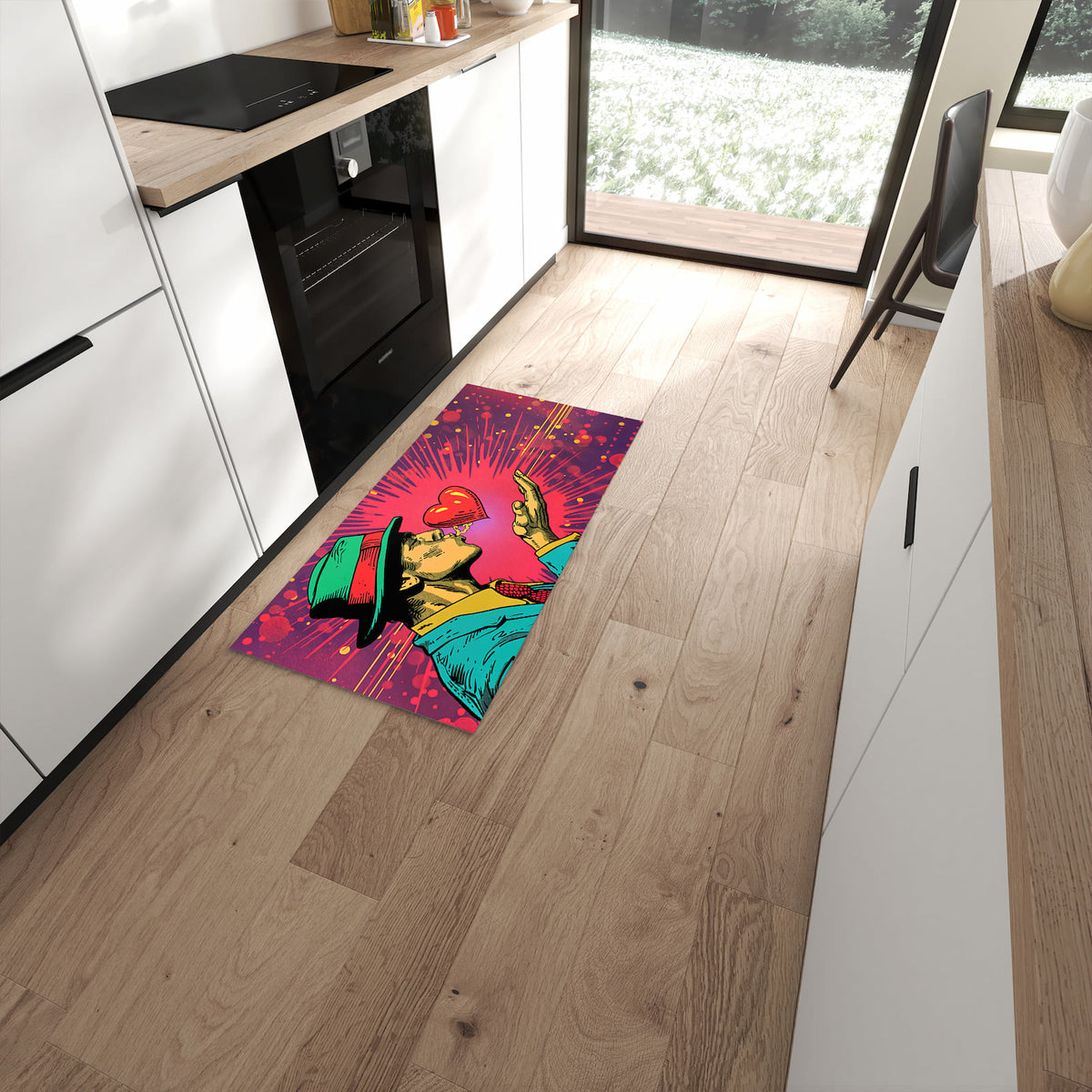 Rutschfester Küchenläufer mit Motiv Kuss der Liebe in moderner Küche #grösse_60 x 120 cm