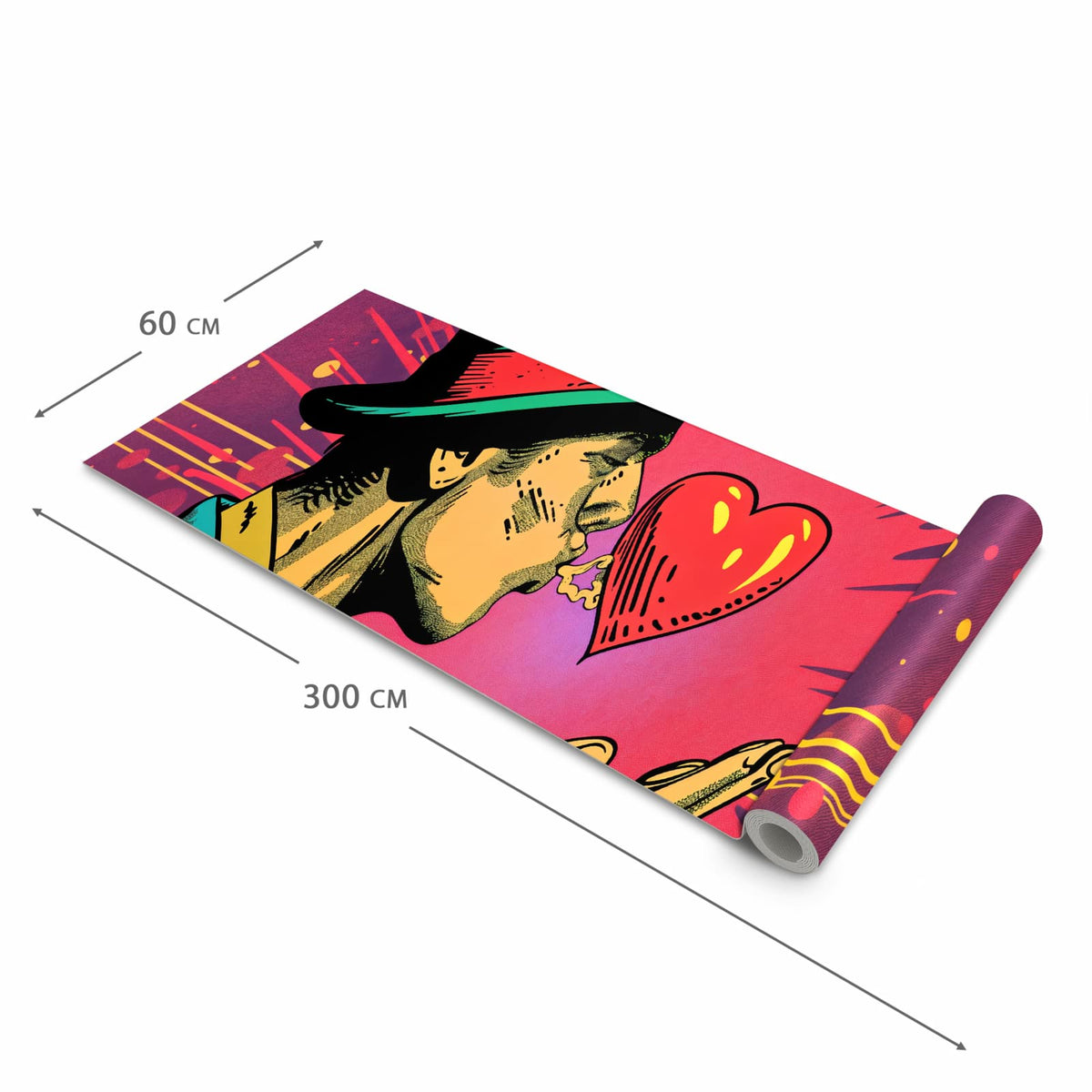 Bodenschonender waschbarer Küchenteppich mit Motiv Kuss der Liebe in der Grösse 80x200 cm