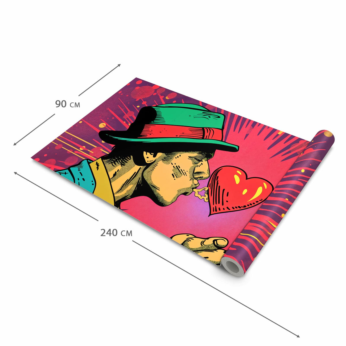 UV-beständiger rutschfester Küchenteppich mit Motiv Kuss der Liebe in der Grösse 80x200 cm