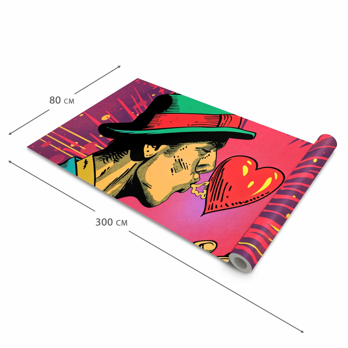 Geräuschdämpfender waschbarer Küchenteppich mit Motiv Kuss der Liebe in der Größe 80x200 cm