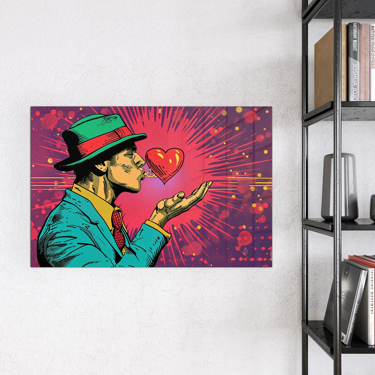 9 Größen – von 30 × 30 bis 120 × 90 cm – Magnettafel - Mann mit rotem Herz