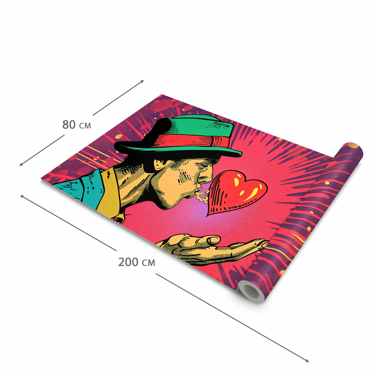 Formstabiler rutschfester Küchenteppich mit Motiv Kuss der Liebe in der Grösse 80x200 cm