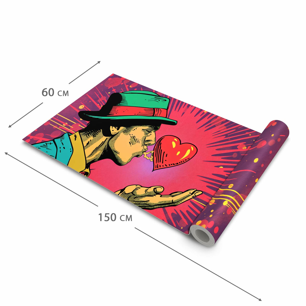Rutschfester Küchenteppich mit Motiv Kuss der Liebe in der Grösse 60x90 cm
