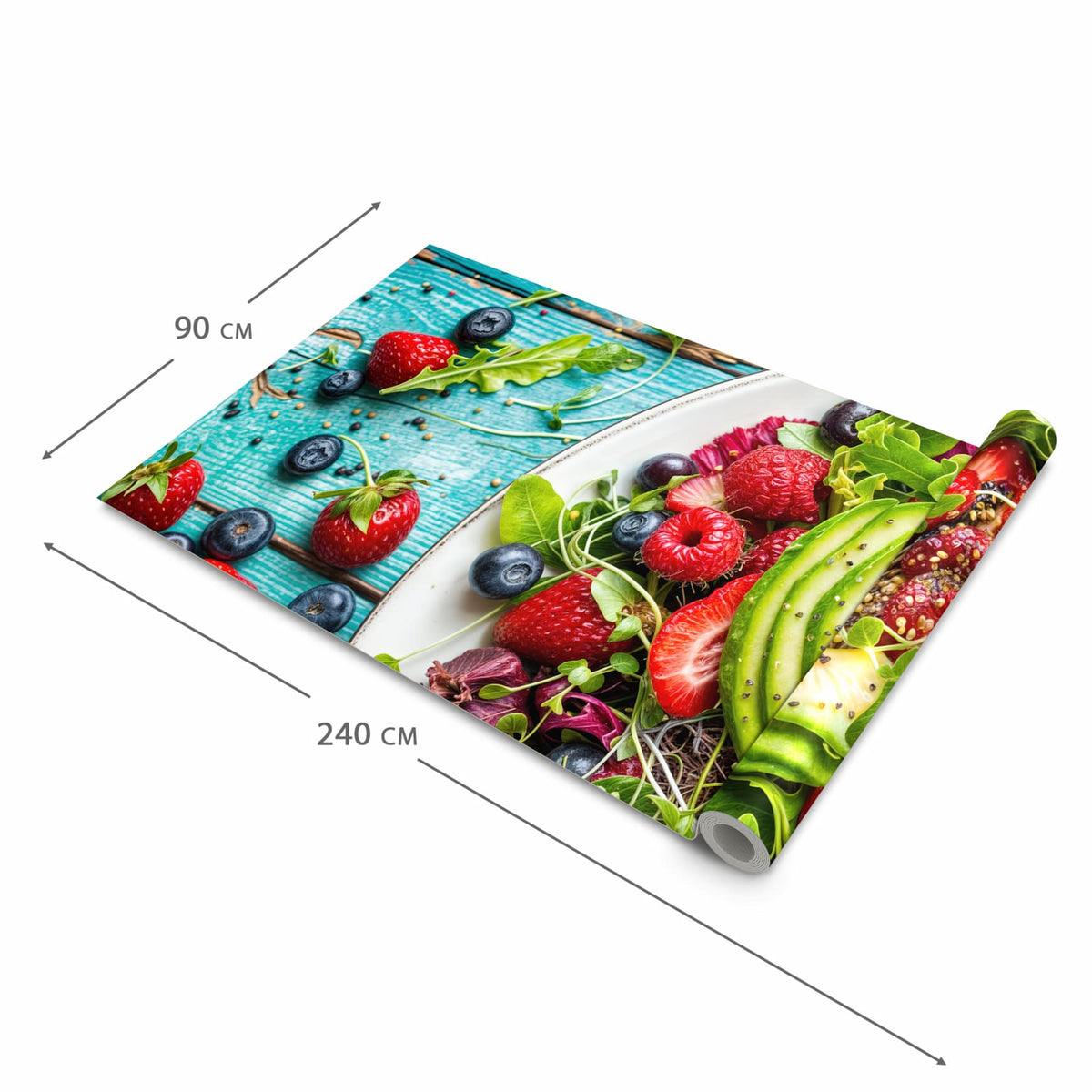Waschbarer Teppich fürs Esszimmer mit Motiv Salat von Gesunder in der Größe 60x90 cm