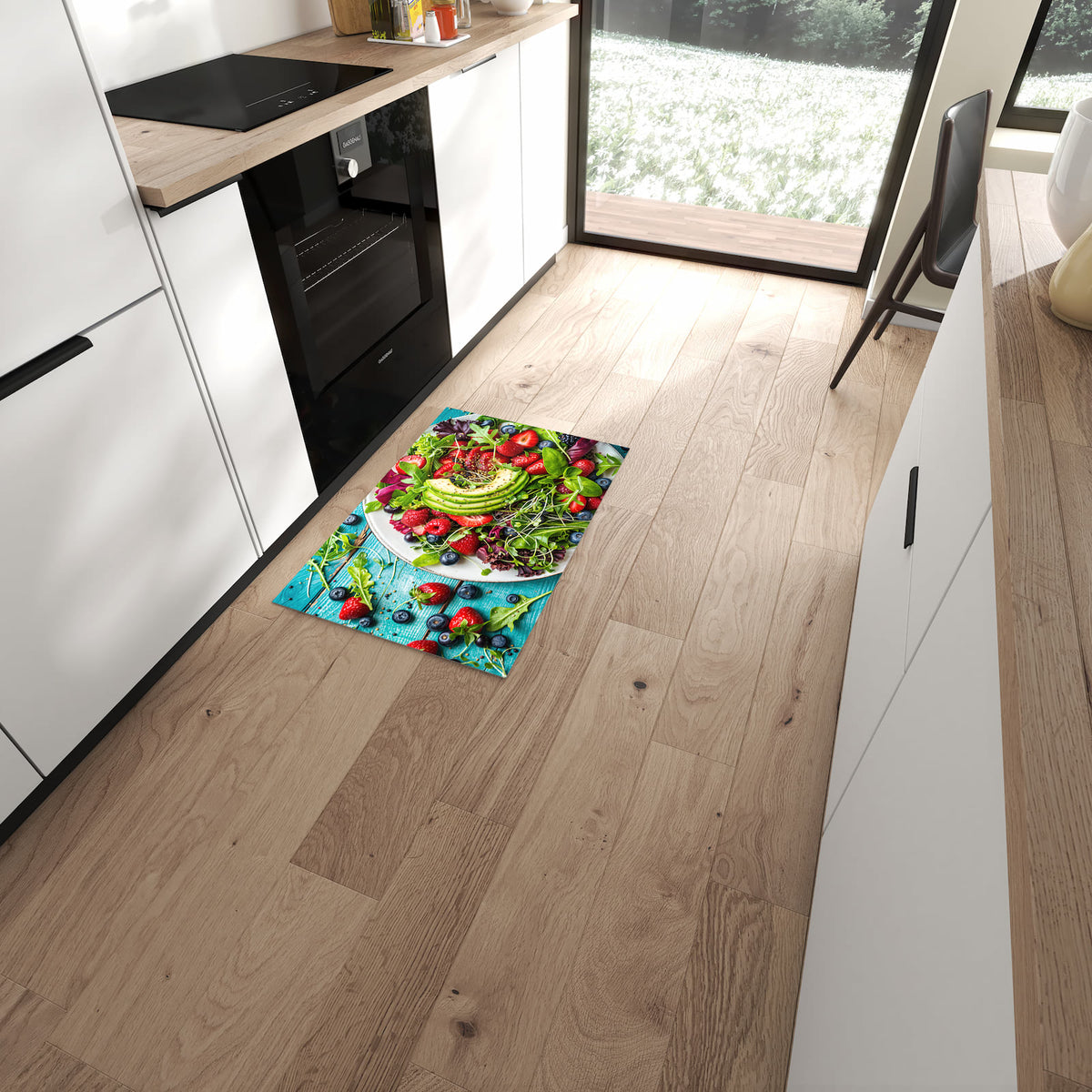 Rutschfester Küchenteppich mit Motiv Salat von Gesunder in moderner Küche