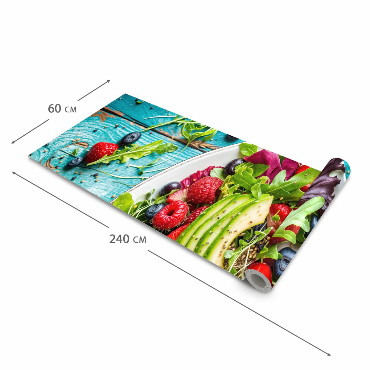 Langlebiger Teppichläufer für die Küche mit Motiv Salat von Gesunder in der Grösse 60x90 cm