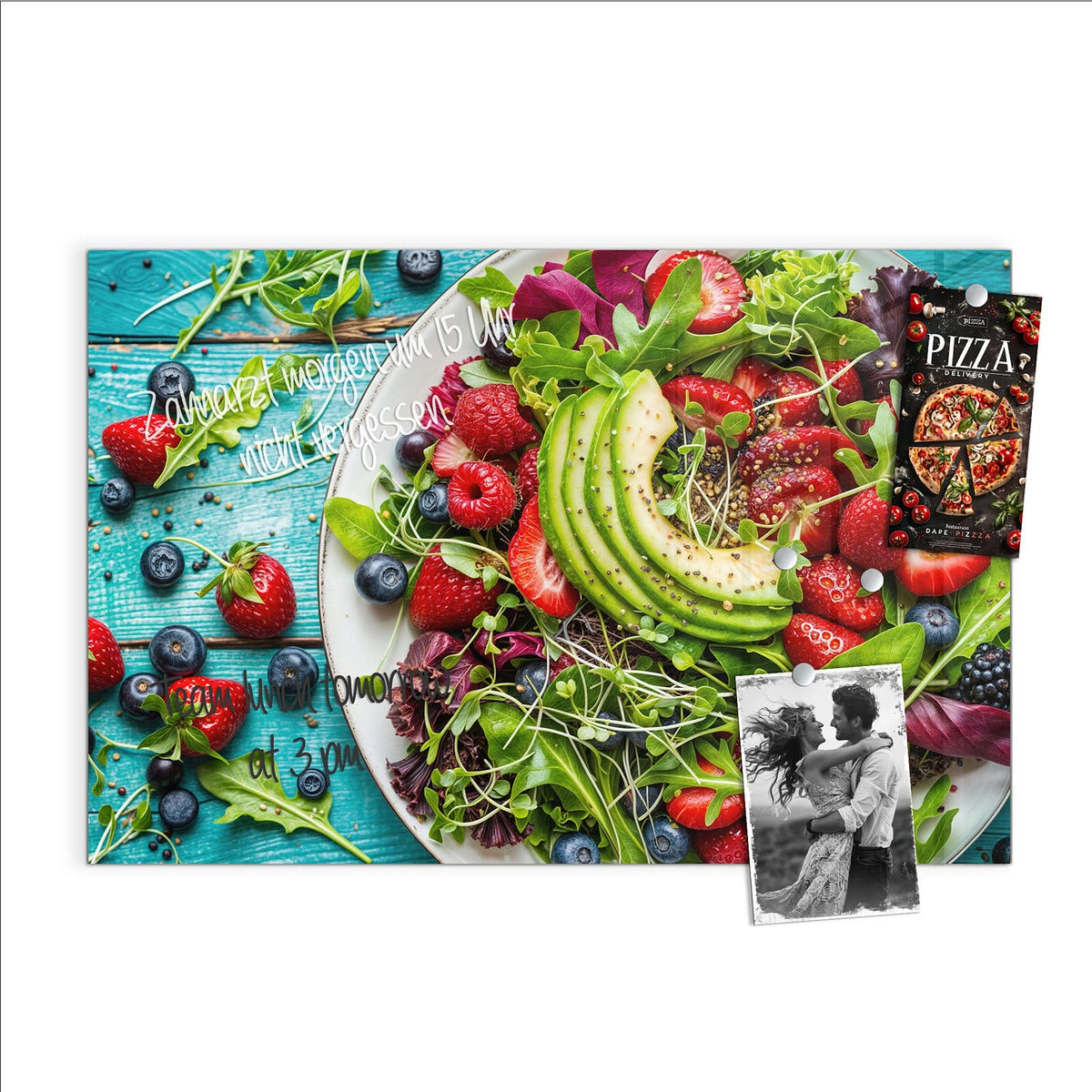 Beschreiben, abwischen, anheften – Magnettafel - Salat mit Beeren