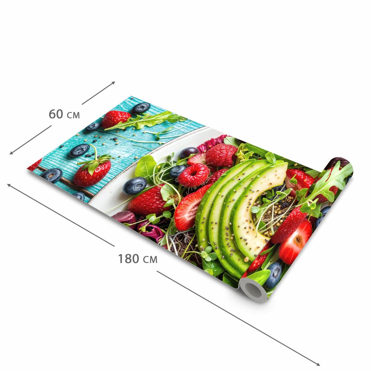 Geruchsneutraler Küchenläufer mit Motiv Salat von Gesunder in der Grösse 60x90 cm