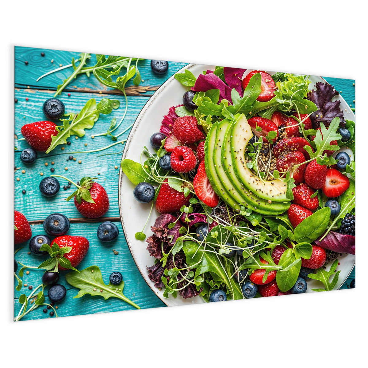 4 mm Glas statt lackiertem Blech – Magnettafel - Salat mit Beeren