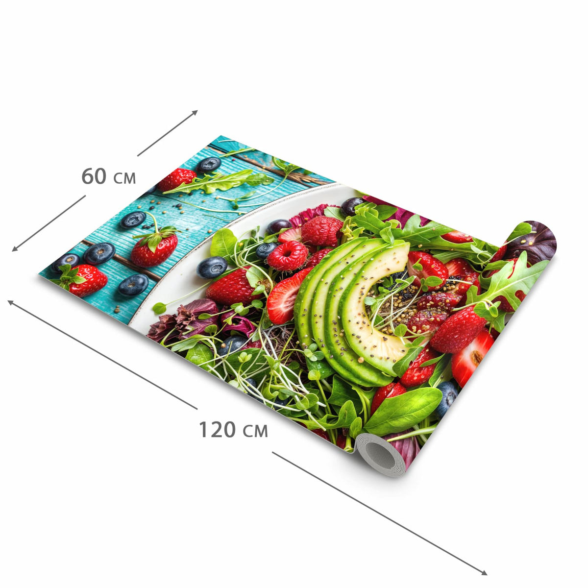Fleckenresistenter waschbarer Teppich Küche mit Motiv Salat von Gesunder in der Grösse 60x90 cm