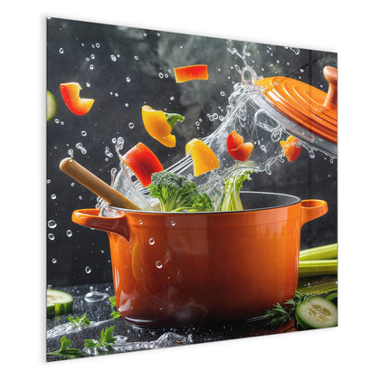 Magnettafel mit dem Motiv Oranger Topf mit Gemüse