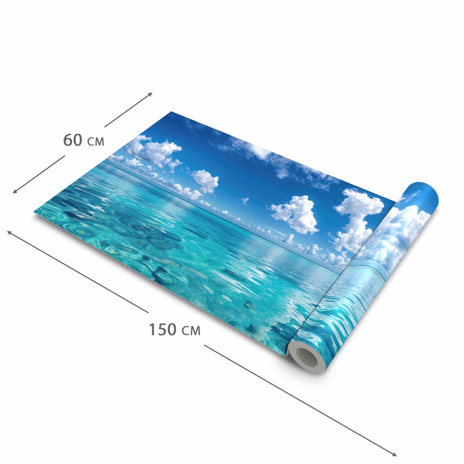 Langlebiger Küchenläufer mit Motiv Meereshorizont in der Grösse 60x300 cm, waschbar