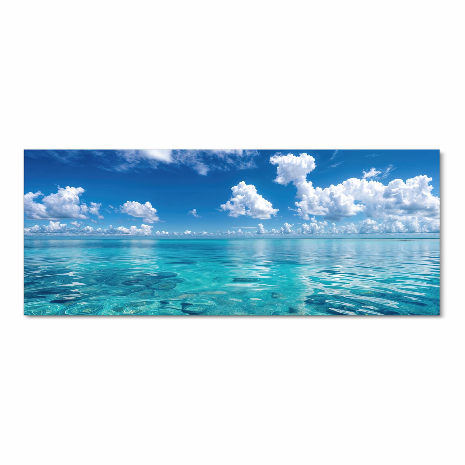 Feuchtigkeitsresistenter Teppich fürs Esstisch mit Motiv Meereshorizont in Frontansicht