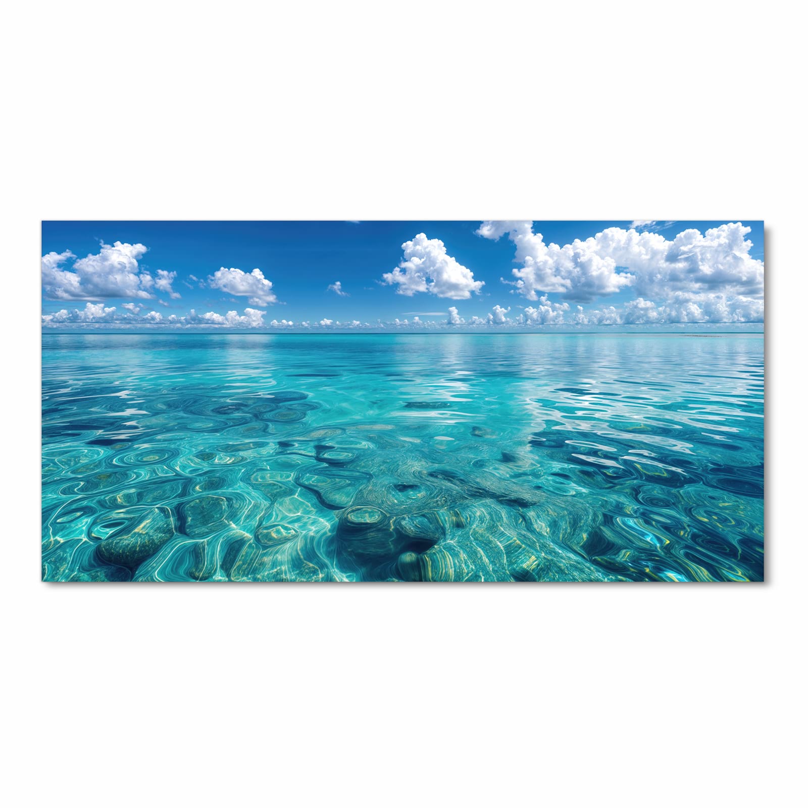 Rutschfester Teppich fürs Esszimmer mit Motiv Meereshorizont in Frontansicht, waschbar