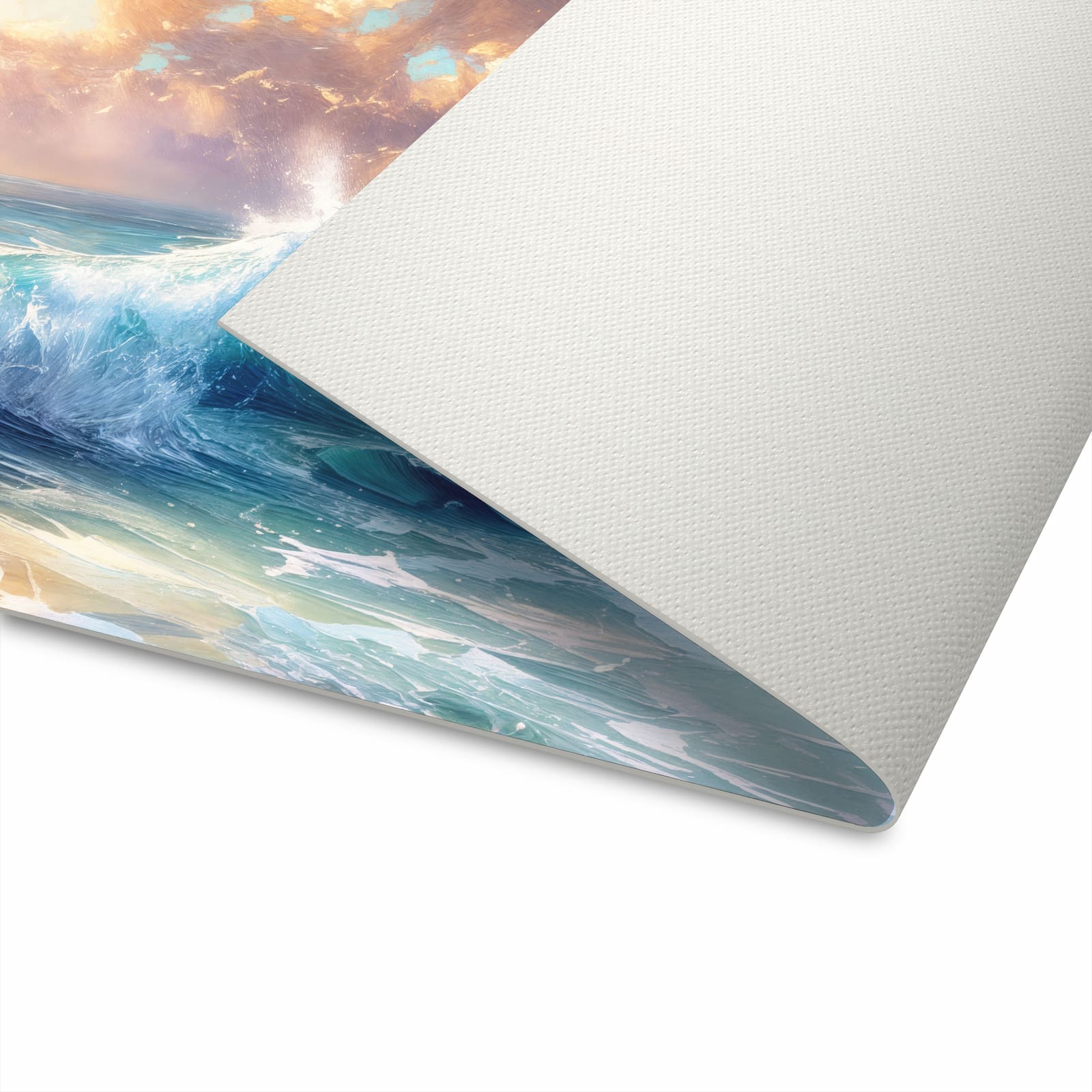 Pflegeleichter Küchenteppich mit Motiv Ozeanwellen Sonnenaufgang in der Unterseite