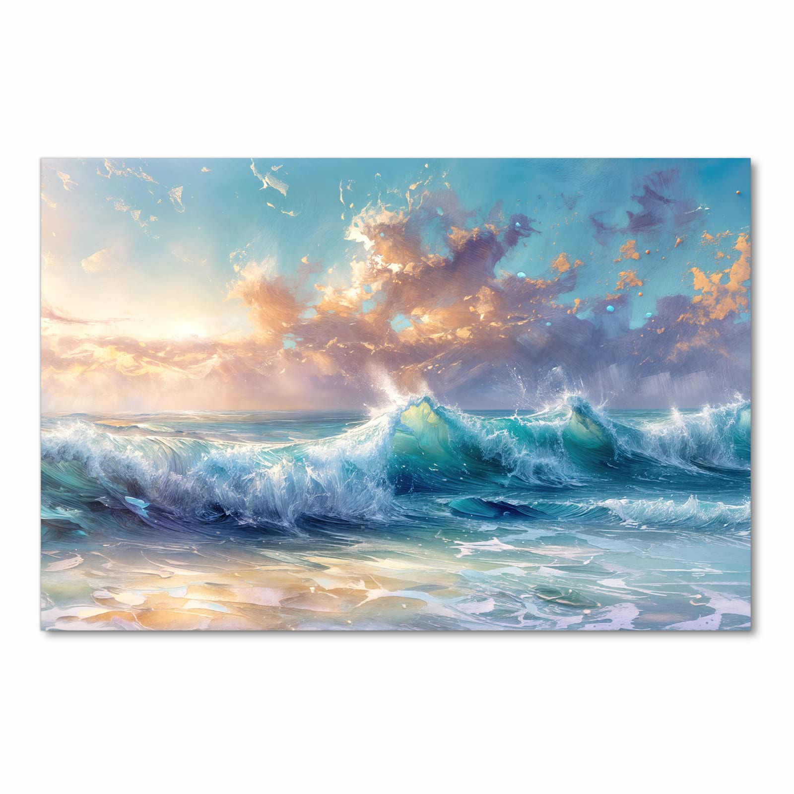 Läufer für Eingangsbereich mit Motiv Ozeanwellen Sonnenaufgang in Frontansicht - angenehme Haptik