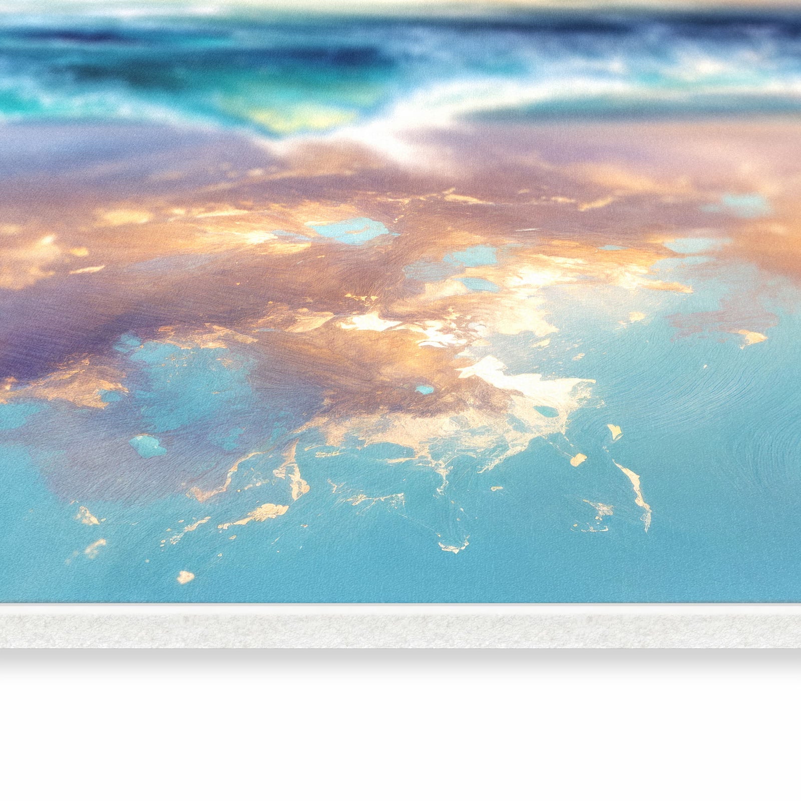 Schmutzabweisender Küchenläufer mit Motiv Ozeanwellen Sonnenaufgang in seitlicher Ansicht