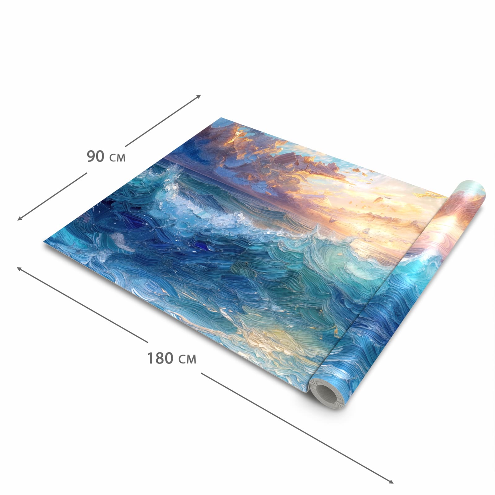 Feuchtigkeitsresistenter waschbarer Teppich Esstisch mit Motiv Wellen und Himmel in der Grösse 60x300 cm