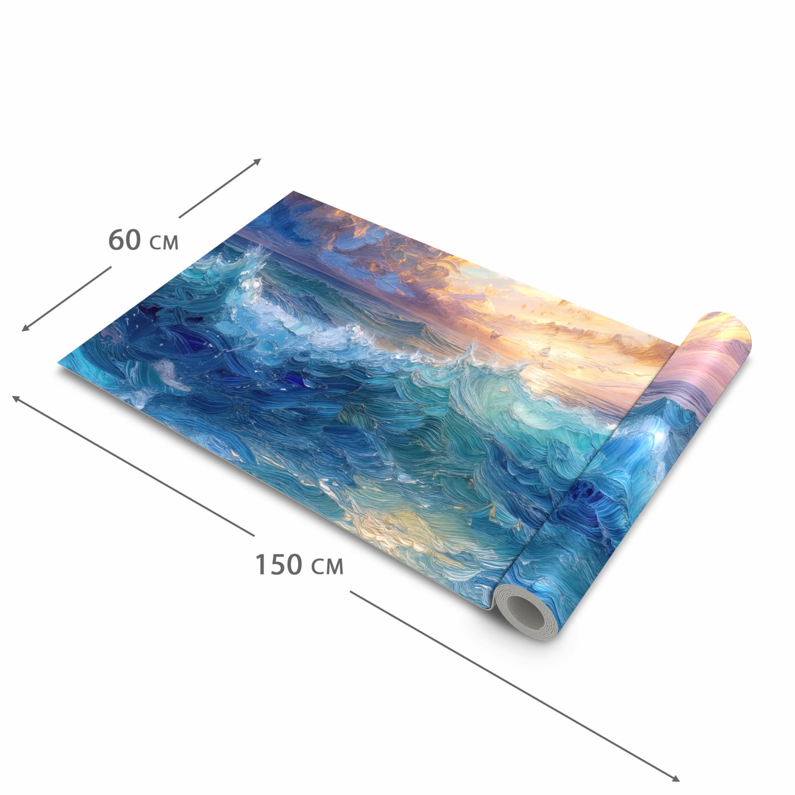 Pflegeleichter Teppichläufer für die Küche mit Motiv Wellen und Himmel in der Grösse 60x270 cm