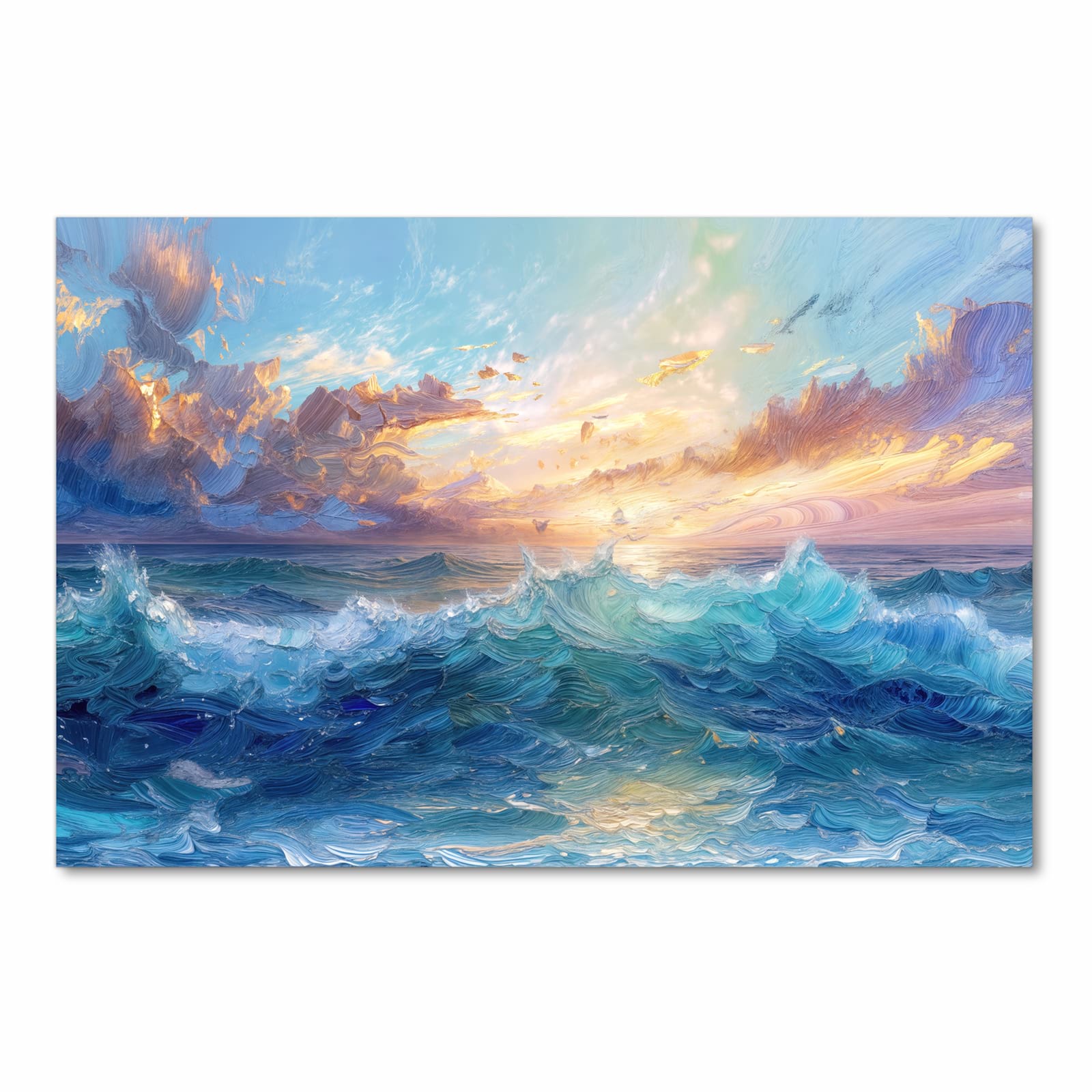 Komfortabler Küchenläufer mit Motiv Wellen und Himmel in Frontansicht für angenehmes Stehen