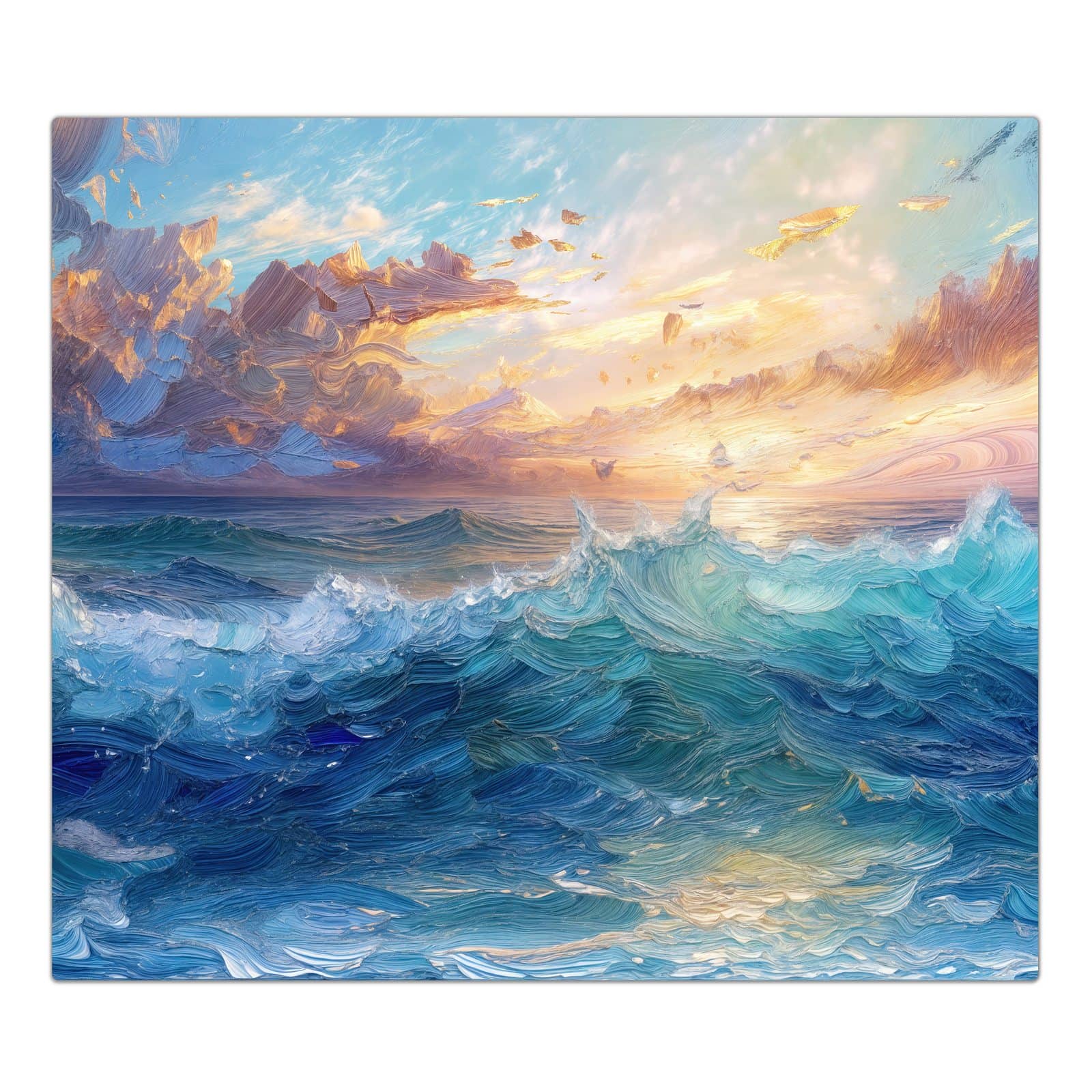 1-teilige Abdeckung für Herdplatte mit Wellen und Himmel-Motiv in der Frontansicht #grösse_1-Teilig (60x52cm)