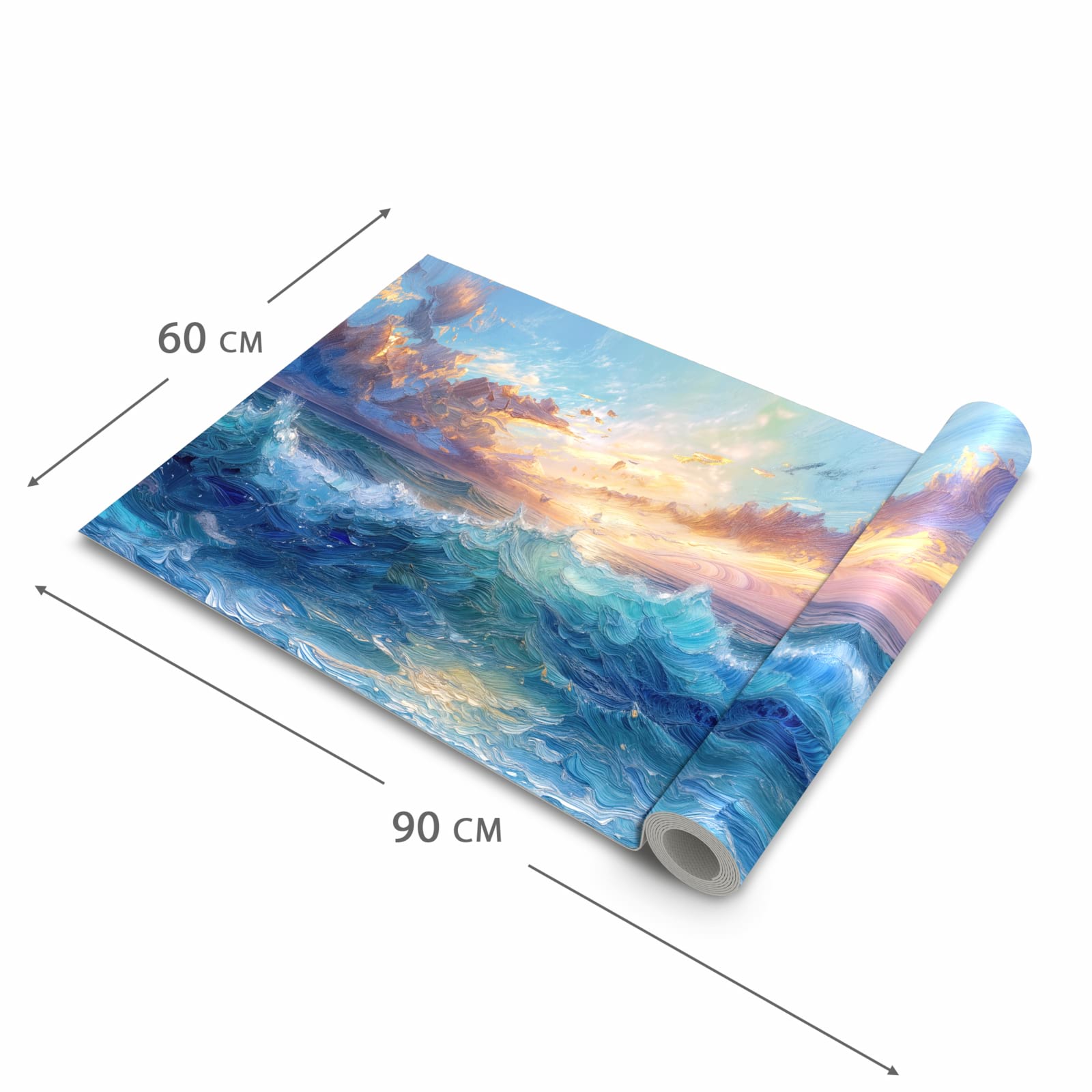 Hygienischer rutschfester Läufer mit Motiv Wellen und Himmel in der Grösse 60x270 cm